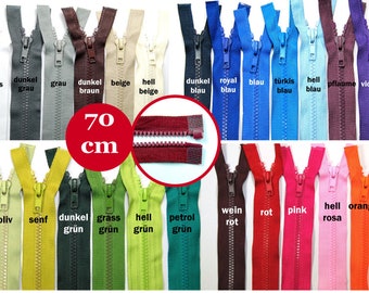 Reißverschluss Zipper teilbar 70cm Kunststoffzahn 5mm Num5 Jackets zipper divisible 60 c plastic tooth 5mm Num 5 25 colors on offer Zip