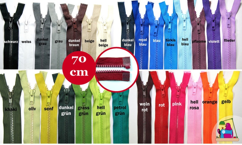 Reißverschluss Zipper teilbar 70cm Kunststoffzahn 5mm Num5 Jackets zipper divisible 60 c plastic tooth 5mm Num 5 25 colors on offer Zip Bild 1