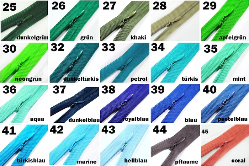 Reißverschluss Nahtverdeckt nicht teilbar Länge 50 cm Laufschiene 3mm über 40 Farben im Angebot Nahtverdeckter Reißverschluss nylon Bild 4