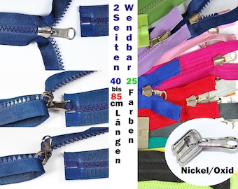 Zipper reversible divisible 60 cm 5 mm plastic tooth zipper for reversible jackets Zipper 60 cm blue Zipper Zip repair