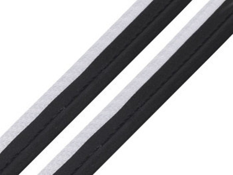 Reflective ribbon reflective grey black 10 mm reflective fabric paspelband reflector paspel for jackets, trousers, vest image 5