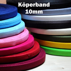 Köperband Nahtband twill tape 10mm Baumwolle 25 Farben für Hoodies, Jacken, Scrapbooking, Bastelprojekte, kreativ Geschenke verpacken