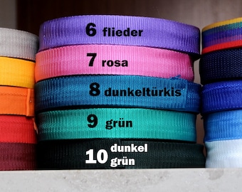 Webbing 30 mm thick, 1 mm thick, polypropylene, soft, red, beige, green, blue, yellow, pink