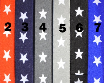Elastic cord with stars, 20 mm, blue, red, black, pink, grey, laundry tape, fold-over elastic, piping tape, bias tape, by the meter, haberdashery, sewing supplies, sew
