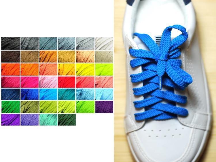 Colorful shoelaces 100 cm flat shoe laces red black blue green yellow pink brown grey