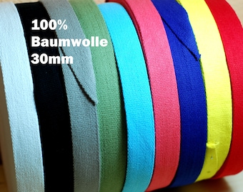 webbing 30 mm, webbing cotton 30 mm, pocket webbing, webbing, pocket strap, thickness 1.5 mm, bag sewing haberdashery, webbing sew sewing