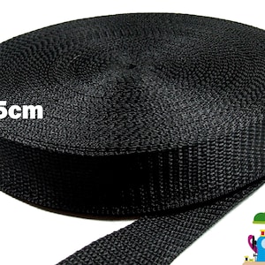 Gurtband 50mm schwarz Taschengurt Taschenriemen Gurt Band Meterware Kurzwaren Taschenzubehör Camping Outdoor Zubehör Spanngurt Sewing nähen