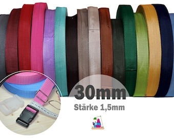 30 mm webbing, 1.5 mm thick, bag strap, 3 cm wide, sewing bag, haberdashery, by the meter, keychains, webbing, sew, sewing, handmade