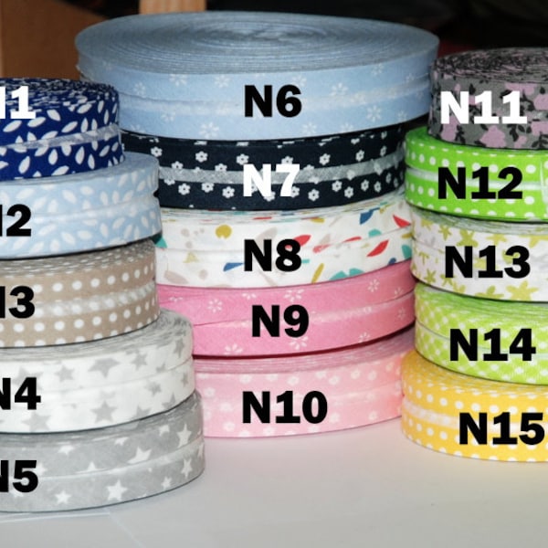 Oblique ribbon piping ribbon cotton 20 mm with various patterns by the meter Borte Ribbon Edging tape Cotton ribbon Haberdashery sewing Handmade