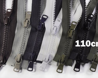 2-way zipper 110 cm divisible for jacket coat bag zipper Num.8 black zipper, khaki zipper, white zipper