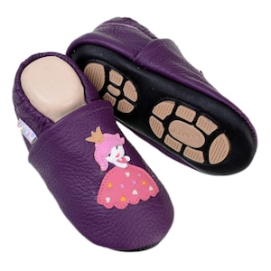 Liya&#39;s leather slippers with rubber sole - #673 Princess in purple
