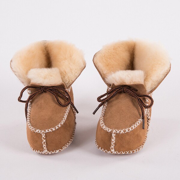 Baby Echt Lammfell Boots Stiefel Winterschuhe Lammfellschuhe camel