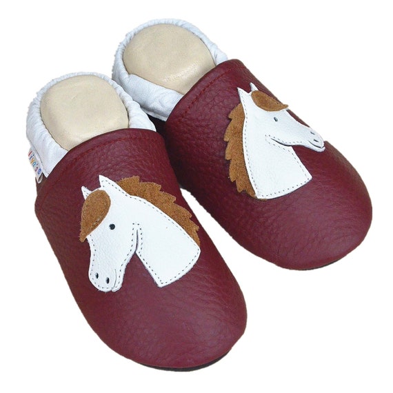 Liya s slippers leather slippers with partial rubber sole 639 horse in wine red
