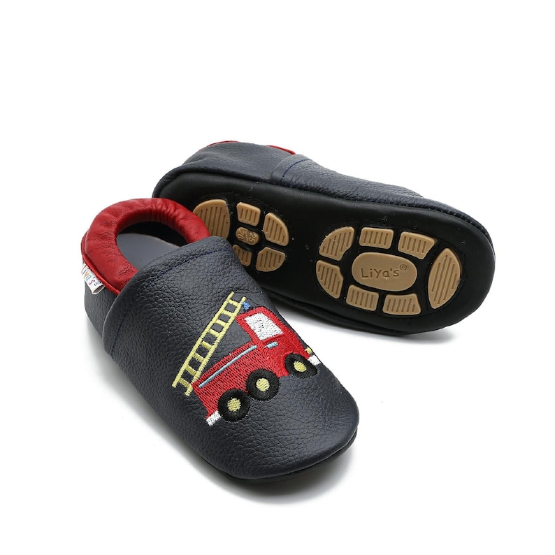 Liya's leather slippers 683 fire brigade in dark blue size. 19/20 35/36 image 1