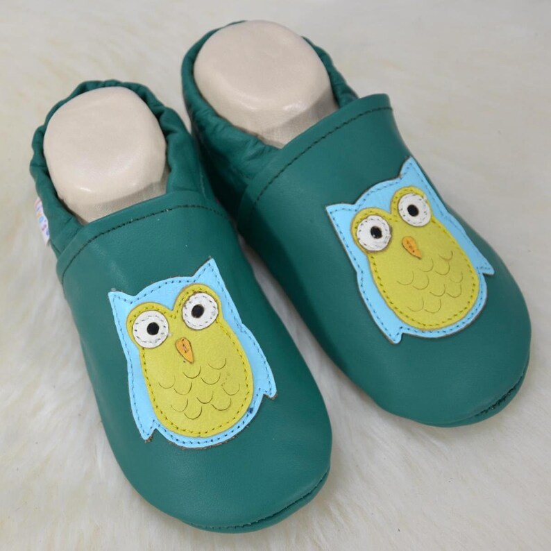Liya's slippers with rubber sole 638 Owl in turquoise green image 2