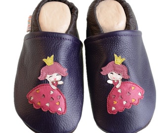 Liya's Leather Slippers Crawling Shoes Slippers - #573 Princess in purple