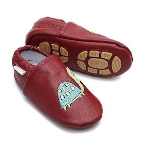 Liya's #638 Leather Slippers with Rubber Sole Owl in Pine Green