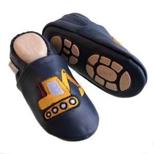 Liya's slippers leather slippers with partial rubber sole - #689 Bagger in marienblau