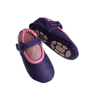 Liyas lädertofflor med gummisula - #692 Ballerina i lila