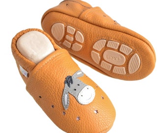 Liya's summer slippers with rubber sole - #699 donkey in sunny yellow