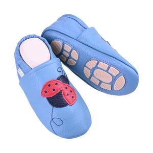 Liya&#39;s slippers with rubber sole - #616 Ladybug in light blue