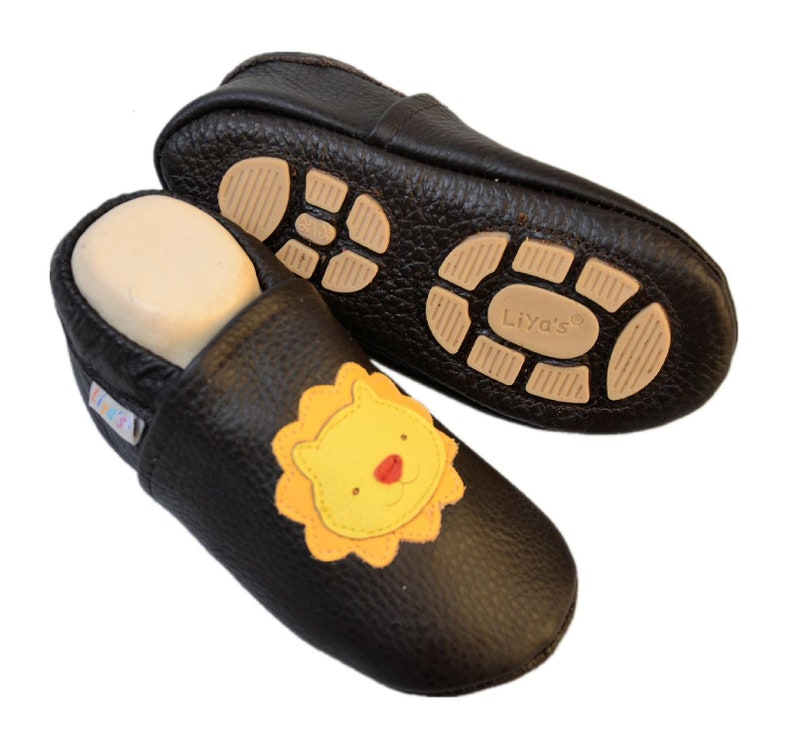 Liya/'s Hausschuhe Lederpuschen Turnschläppchen #605 Maske in beige