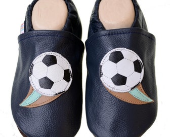 Liya's leather slippers crawling shoes slippers - #558 football in blue