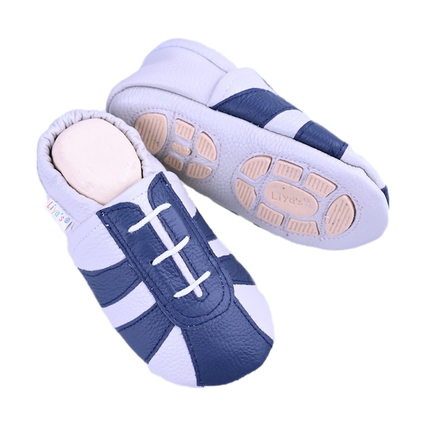 Liya's slippers with rubber sole - #678 Sportlook3 in white/dark blue