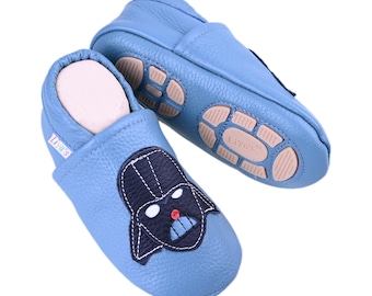 Liya's slippers with rubber sole - #605 mask in light blue