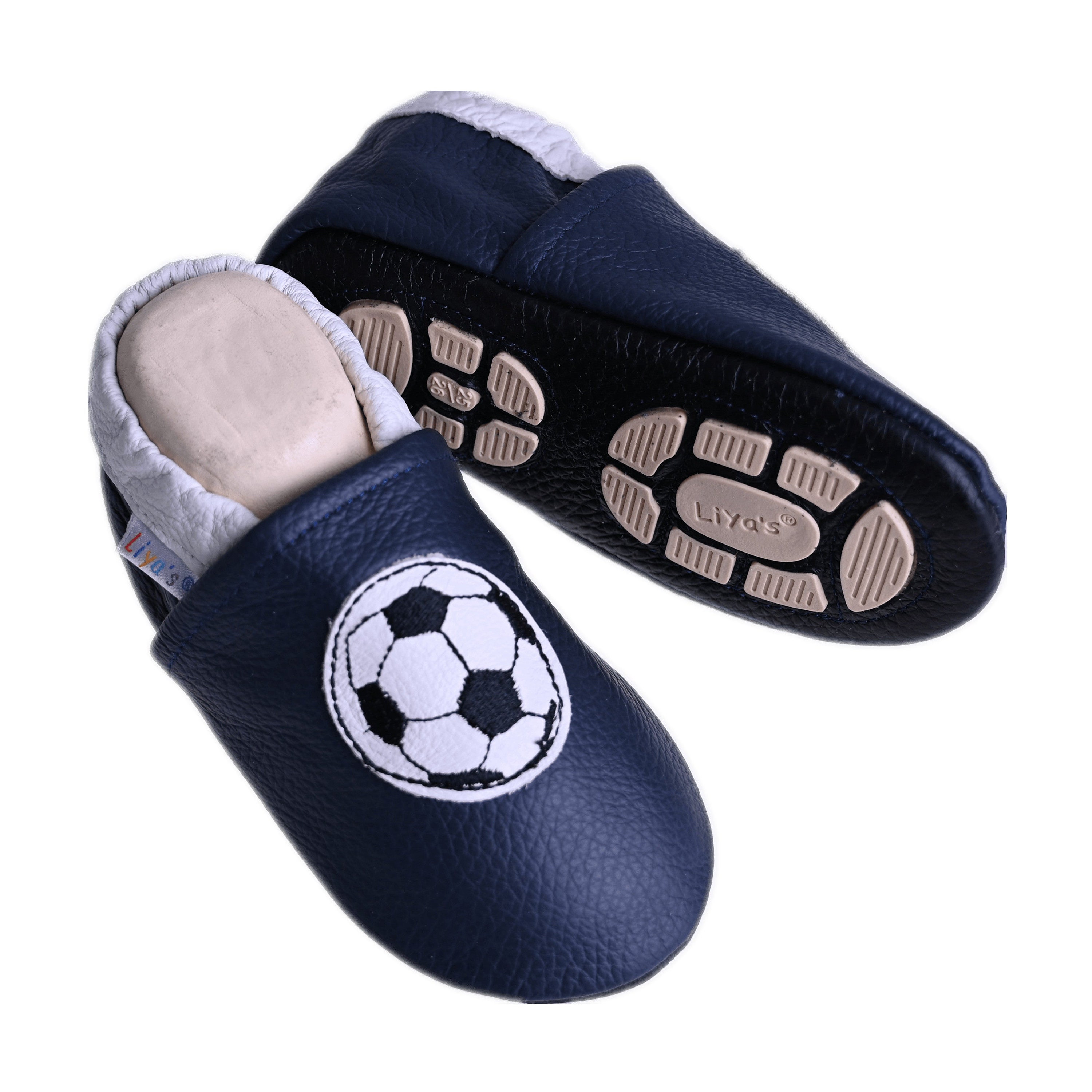 Liya's slippers met rubberen zool #658 Voetbal in blauw Schoenen Jongensschoenen Sloffen 