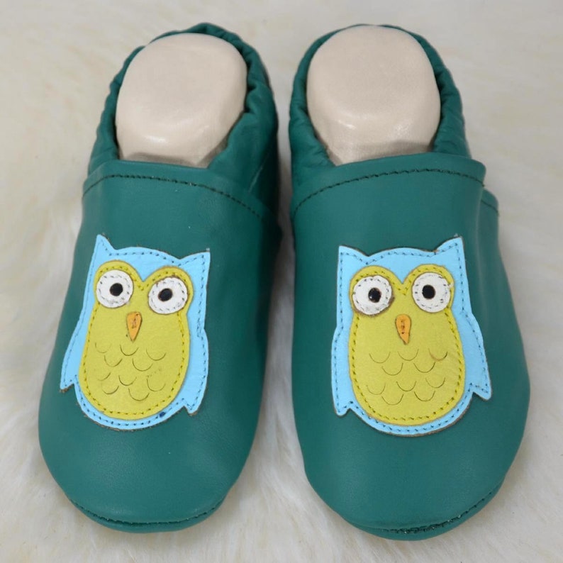 Liya's slippers with rubber sole 638 Owl in turquoise green image 3