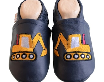 Liya's Leather Baby Shoes Crawling Shoes Slippers - #589 Digger in dark blue