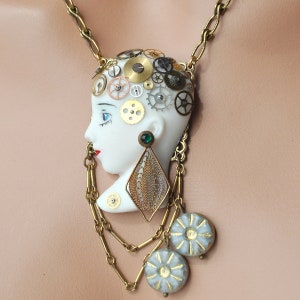 Ketting Steampunk Collier Doll hoofd Gear afbeelding 1