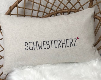 Kissen "Schwesterherz" bestickt