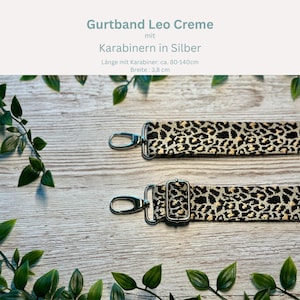 Adjustable bag strap, 4 cm wide, 150 cm long / Interchangeable strap for waist bags / Shoulder strap / Wide shoulder strap / Camera strap / Carrying strap Leo Creme Silber