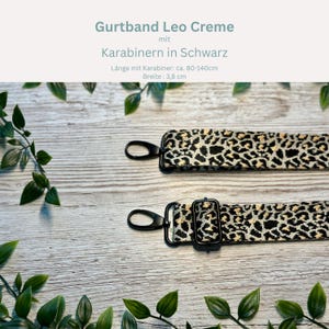 Adjustable bag strap, 4 cm wide, 150 cm long / Interchangeable strap for waist bags / Shoulder strap / Wide shoulder strap / Camera strap / Carrying strap Leo Creme Schwarz