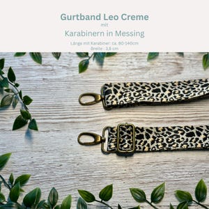 Adjustable bag strap, 4 cm wide, 150 cm long / Interchangeable strap for waist bags / Shoulder strap / Wide shoulder strap / Camera strap / Carrying strap Leo Creme Messing