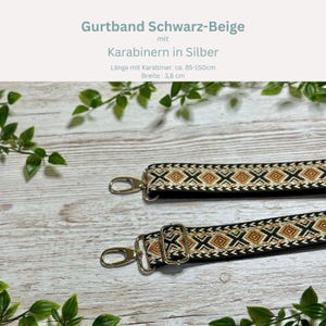 Adjustable bag strap, 4 cm wide, 150 cm long / Interchangeable strap for waist bags / Shoulder strap / Wide shoulder strap / Camera strap / Carrying strap Schwarz/Braun Silber