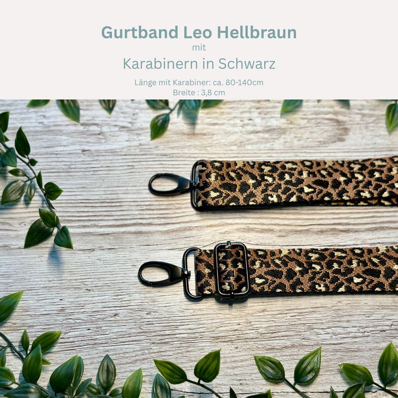 Adjustable bag strap, 4 cm wide, 150 cm long / Interchangeable strap for waist bags / Shoulder strap / Wide shoulder strap / Camera strap / Carrying strap Leo Hellbr. Schwarz
