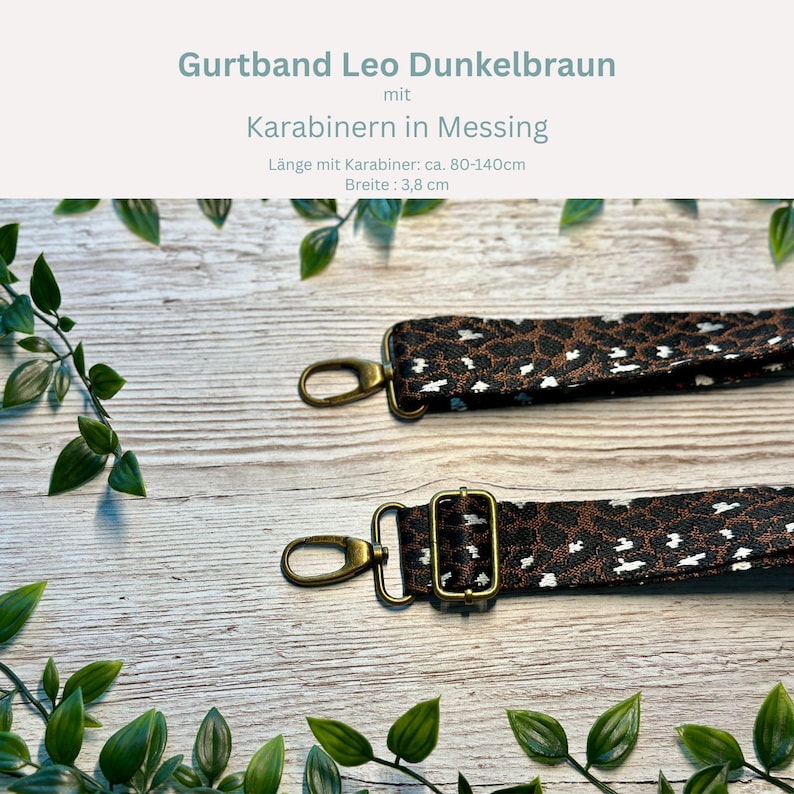 Adjustable bag strap, 4 cm wide, 150 cm long / Interchangeable strap for waist bags / Shoulder strap / Wide shoulder strap / Camera strap / Carrying strap Leo Braun Messing