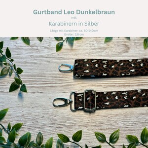 Adjustable bag strap, 4 cm wide, 150 cm long / Interchangeable strap for waist bags / Shoulder strap / Wide shoulder strap / Camera strap / Carrying strap Leo Braun Silber