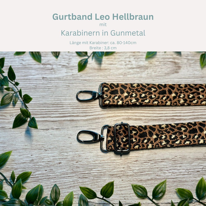 Adjustable bag strap, 4 cm wide, 150 cm long / Interchangeable strap for waist bags / Shoulder strap / Wide shoulder strap / Camera strap / Carrying strap Leo Hellbr. Gun