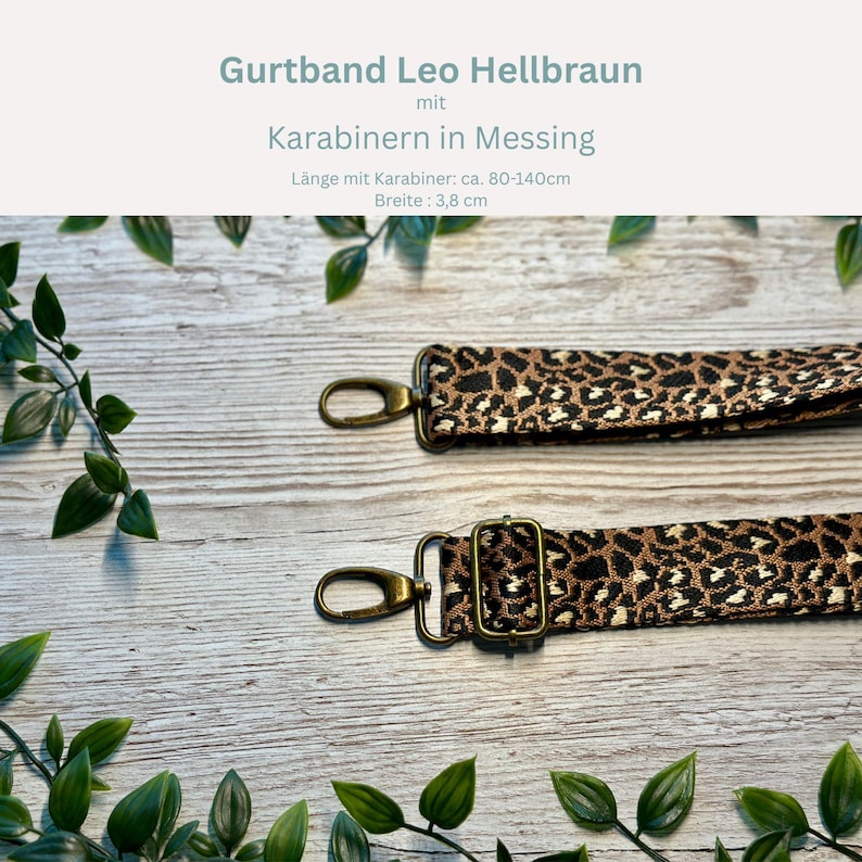 Adjustable bag strap, 4 cm wide, 150 cm long / Interchangeable strap for waist bags / Shoulder strap / Wide shoulder strap / Camera strap / Carrying strap Leo Hellbr. Messing