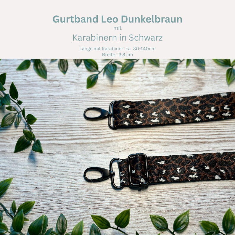 Adjustable bag strap, 4 cm wide, 150 cm long / Interchangeable strap for waist bags / Shoulder strap / Wide shoulder strap / Camera strap / Carrying strap Leo Braun Schwarz