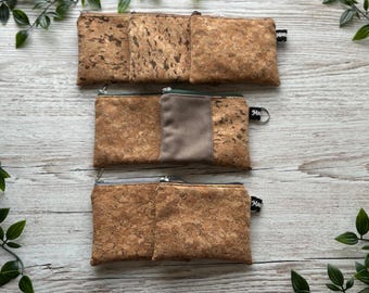 Cork wallet - Mini keychain bag - Zippered bag - Coin purse - Vegan key case - Small cork wallet