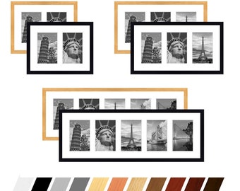 Collage wooden picture frame "PINO" gallery with passepartout for 2-5 photos 7x10 - 9x13 - 10x10 - 10x15 - 13x13 - 13x18 - 15x20-