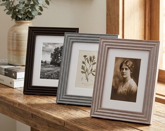 Colina wooden picture frame, tabletop photo frame, picture frame with stand, portrait frame, cream, grey, brown, with real glass