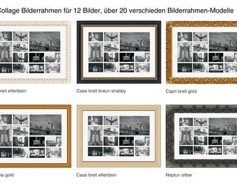 Collage picture frame for 12 photos 10x15 15x20 20 x 30 cm, gallery over 20 different picture frames models Shabby Baroque