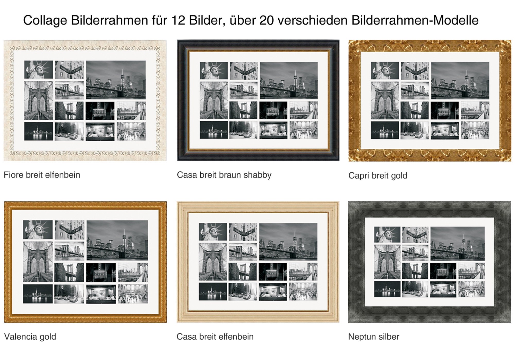 Marco de fotos para 12 fotos, 10x15 cm (Blanco) - EN STOCK