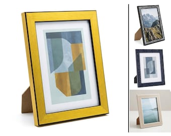 Wooden picture frames with stand, 18 models, freestanding picture frames with real glass, 10x15, 13x18, 15x20, 18x24, also with passe-partout.